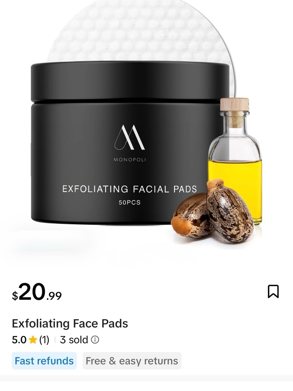Exfoliating Facial Pads - Black Jar, 50pcs